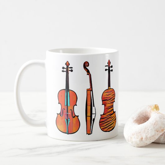 Violinfiddles originale Musikinstrumente Kunst Kaffeetasse (Mit Donut)