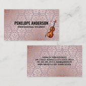 Violininstrument | Luxus Damask Muster Visitenkarte (Vorne/Hinten)