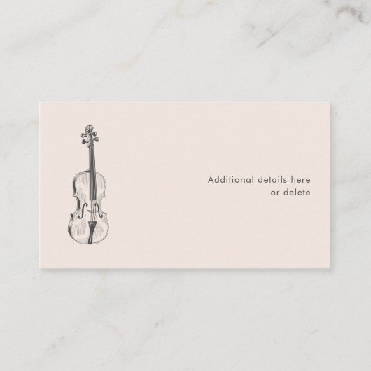 Violinist Blush Pink Eleganter Script Music Teache Visitenkarte (Rückseite)
