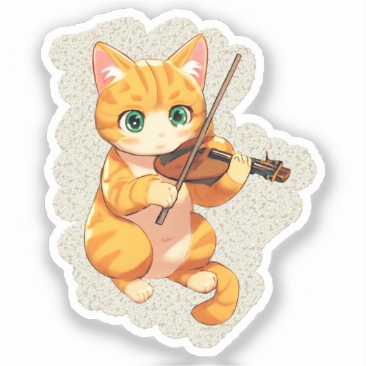 violinist cat aufkleber (Vorderseite)