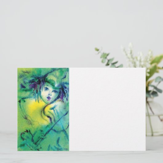 VIOLINIST IM GRÜNEN Venezianischen Karneval, weiß Briefpapier (Stehend Vorderseite)