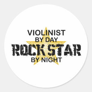 Violinist Rock Star von Nacht Runder Aufkleber
