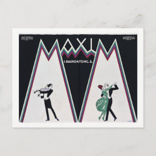 Violinist Serenades Dancing Couple Vintag Postkarte