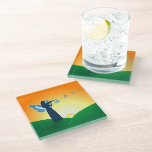 Violinist und Butterfly Glasuntersetzer