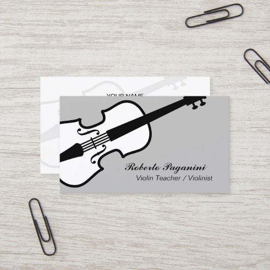 Violinist Visitenkartenvorlage für Musiker Visitenkarte (Vorderseite/Rückseite Beispiel)