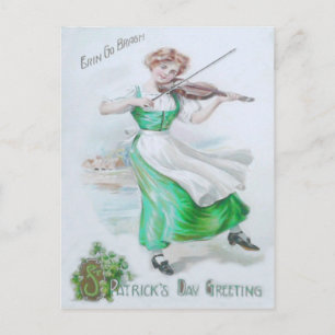 Violinistin Kleeblatt Viktorianische Frau Postkarte