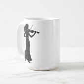 Violinistin Silhouette Dame Kaffeetasse (Vorderseite Links)