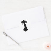 Violinistin Silhouette Dame Runder Aufkleber (Umschlag)