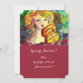 VIOLINISTISCHES MÄDCHEN, VIOLIN UND CAT Sweet 16 G Einladung (Rückseite)