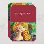 VIOLINISTISCHES MÄDCHEN, VIOLIN UND CAT Sweet 16 G Einladung (Vorne/Hinten)