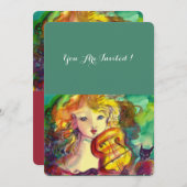 VIOLINISTISCHES MÄDCHEN, VIOLIN UND CAT Sweet 16 G Einladung (Vorne/Hinten)