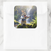 Violinkaninchen im schönen Regenwald Quadratischer Aufkleber (Tasche)