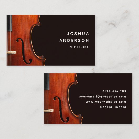 Violinlehrer Beruflich Musiker Einfach Visitenkarte (Vorne/Hinten)