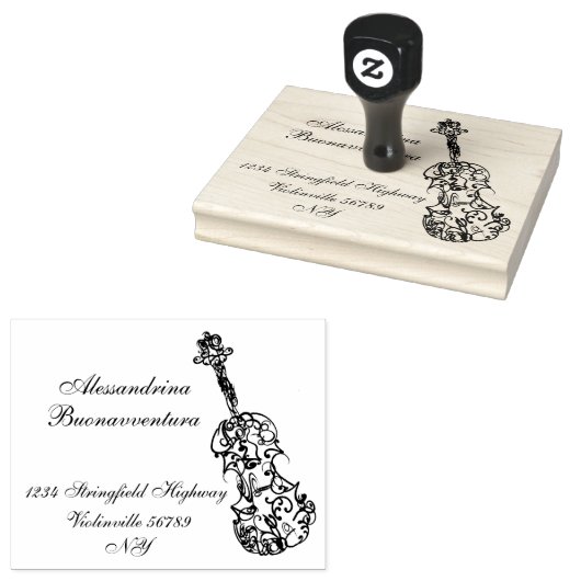Violinlinie Zeichnend Name und Anschrift Gummistempel (Stempel)