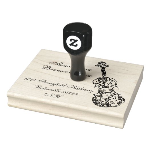 Violinlinie Zeichnend Name und Anschrift Gummistempel (Stempel)