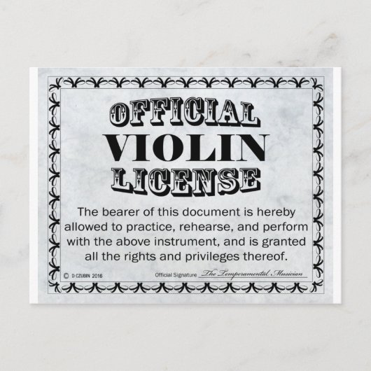 Violinlizenz Postkarte (Vorderseite)