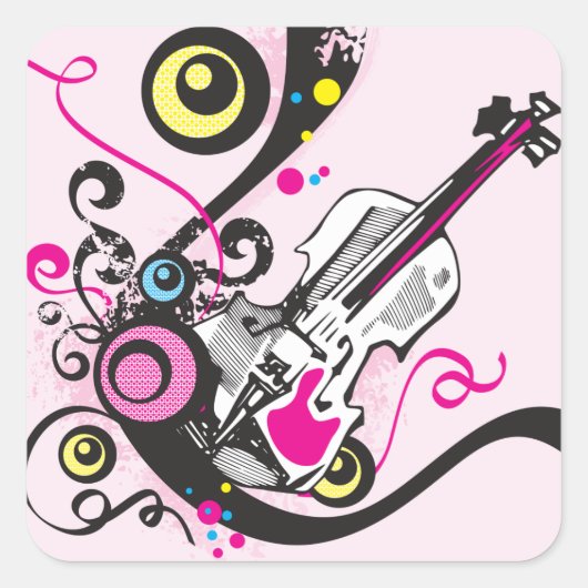 Violinmusik Quadratischer Aufkleber (Vorderseite)