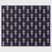 Violinmuster - Lavendel und Schwarz Geschenkpapier (Flach)