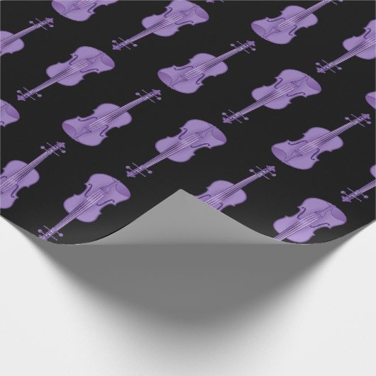 Violinmuster - Lavendel und Schwarz Geschenkpapier (Ecke)