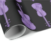 Violinmuster - Lavendel und Schwarz Geschenkpapier (Rolleneckpunkt)