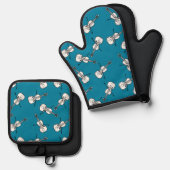 Violinmuster Ofenhandschuh & Topflappen-Set (Vorderseite/Rückseite)