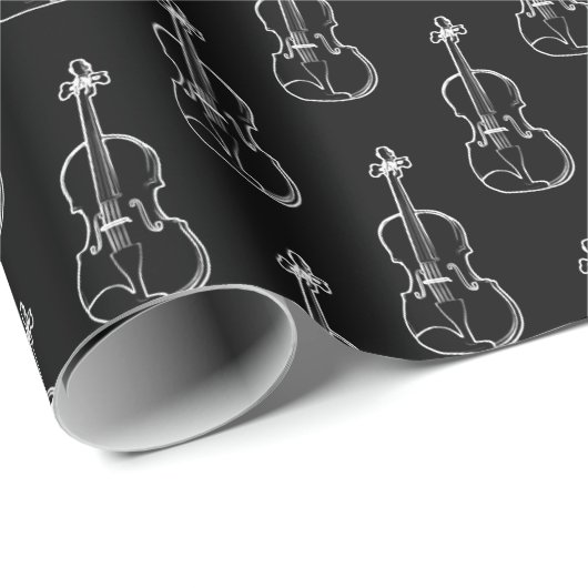 Violinmuster - Schwarz und Weiß Geschenkpapier (Rolleneckpunkt)