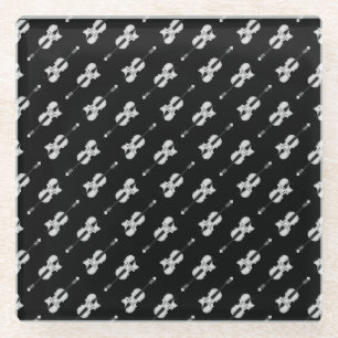 Violinmuster - Schwarz und Weiß Glasuntersetzer