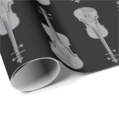 Violinmuster - Silber und Schwarz Geschenkpapier (Rolleneckpunkt)