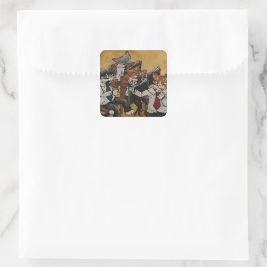 Violinorchester Katzen Rechteckige Aufkleber (Tasche)