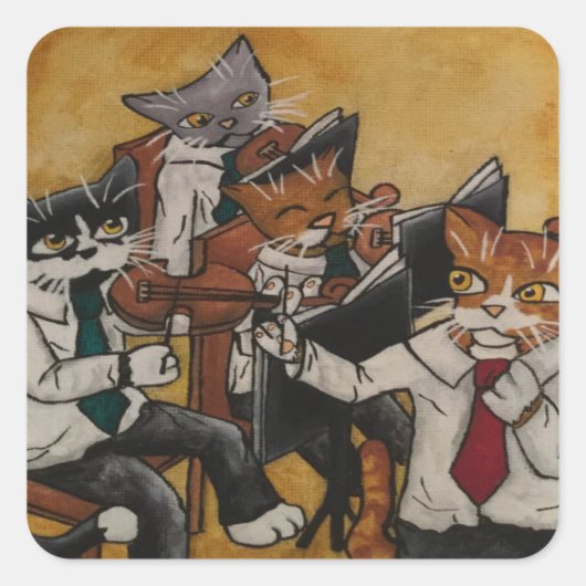 Violinorchester Katzen Rechteckige Aufkleber (Vorderseite)