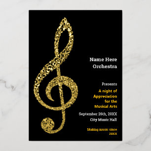 Violinschlüssel Elegant Minimal Gold Musiknoten Te Folieneinladung