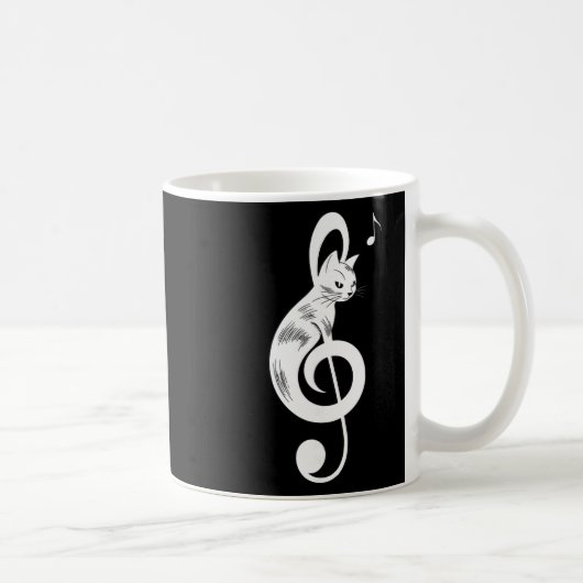 Violinschlüssel Schwarze Katze Musik Kätzchen Note Kaffeetasse (Rechts)