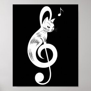 Violinschlüssel Schwarze Katze Musik Kätzchen Note Poster