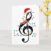 Violinschlüssel-Weihnachtslichter Musik Weihnachts Karte (Gelbe Blume)