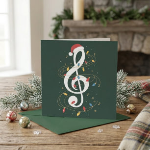 Violinschlüssel-Weihnachtslichter Musikliebhaber M Feiertagskarte