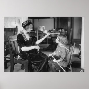 Violinunterricht Anfang der 1900er Jahre Poster