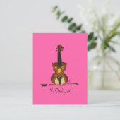 ViOWLin Violin Schüssel Postkarte (Stehend Vorderseite)