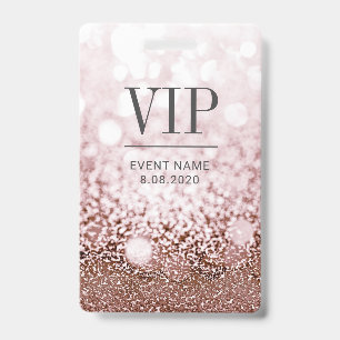 VIP Access Event Elegante Rose Gold Glitzer Abzeic Ausweis