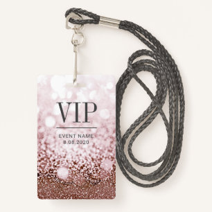 VIP Access Event Elegante Rose Gold Glitzer Abzeic Ausweis