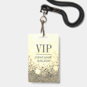 VIP Access Event Eleganter White Gold Glitzer Ausweis (Vorderseite mit Lanyard)
