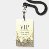 VIP Access Event Eleganter White Gold Glitzer Ausweis (Rückseite mit Lanyard)