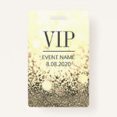 VIP Access Event Eleganter White Gold Glitzer Ausweis (Vorderseite)