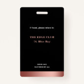 VIP Access Member nur Rose Gold Glaver Foto Ausweis (Rückseite)