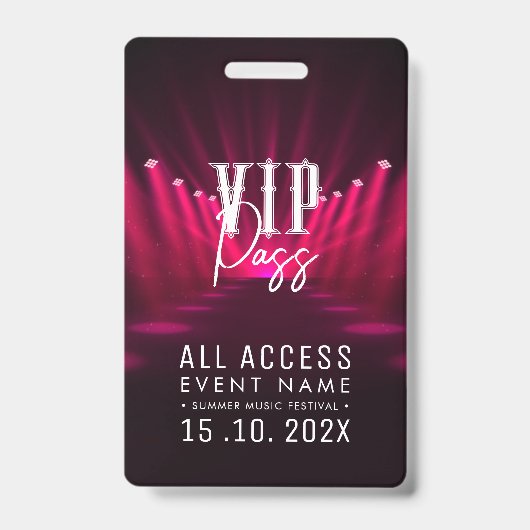 VIP All Access Event Ausweis (Vorderseite)