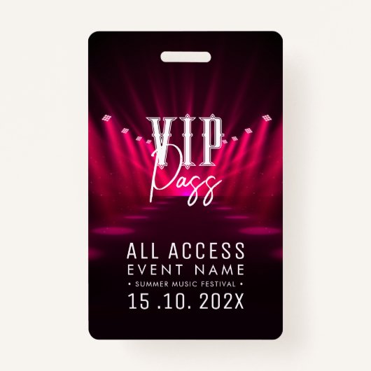 VIP All Access Event Ausweis (Vorderseite)