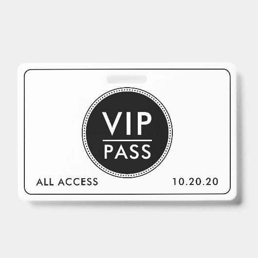 VIP All Access Event Black White Ausweis (Front)