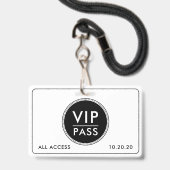 VIP All Access Event Black White Ausweis (Back with Lanyard)
