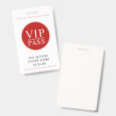 VIP All Access Event Einfach rot Weiß Ausweis (Vorder- & Rückseite)