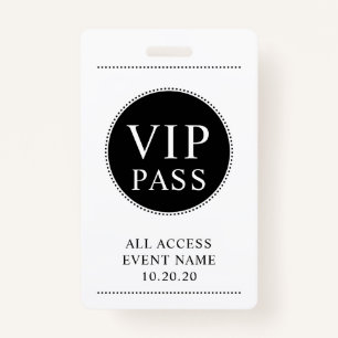 VIP All Access Event Einfach Schwarz-weiß Ausweis