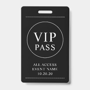 VIP All Access Event Einfaches Schwarz Weiß Abzeic Ausweis
